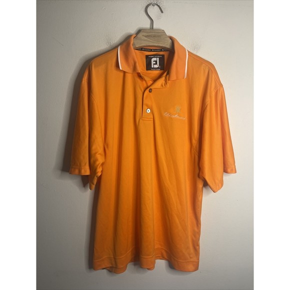 Footjoy FJ Mens Polo Sz L Orange Old Memorial Golf Course Logo ProDry - Picture 1 of 8